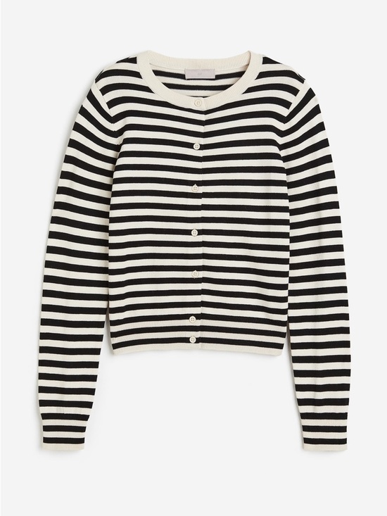 H&M Sweaters - H&M Black & Cream Striped Button-Front Cardigan